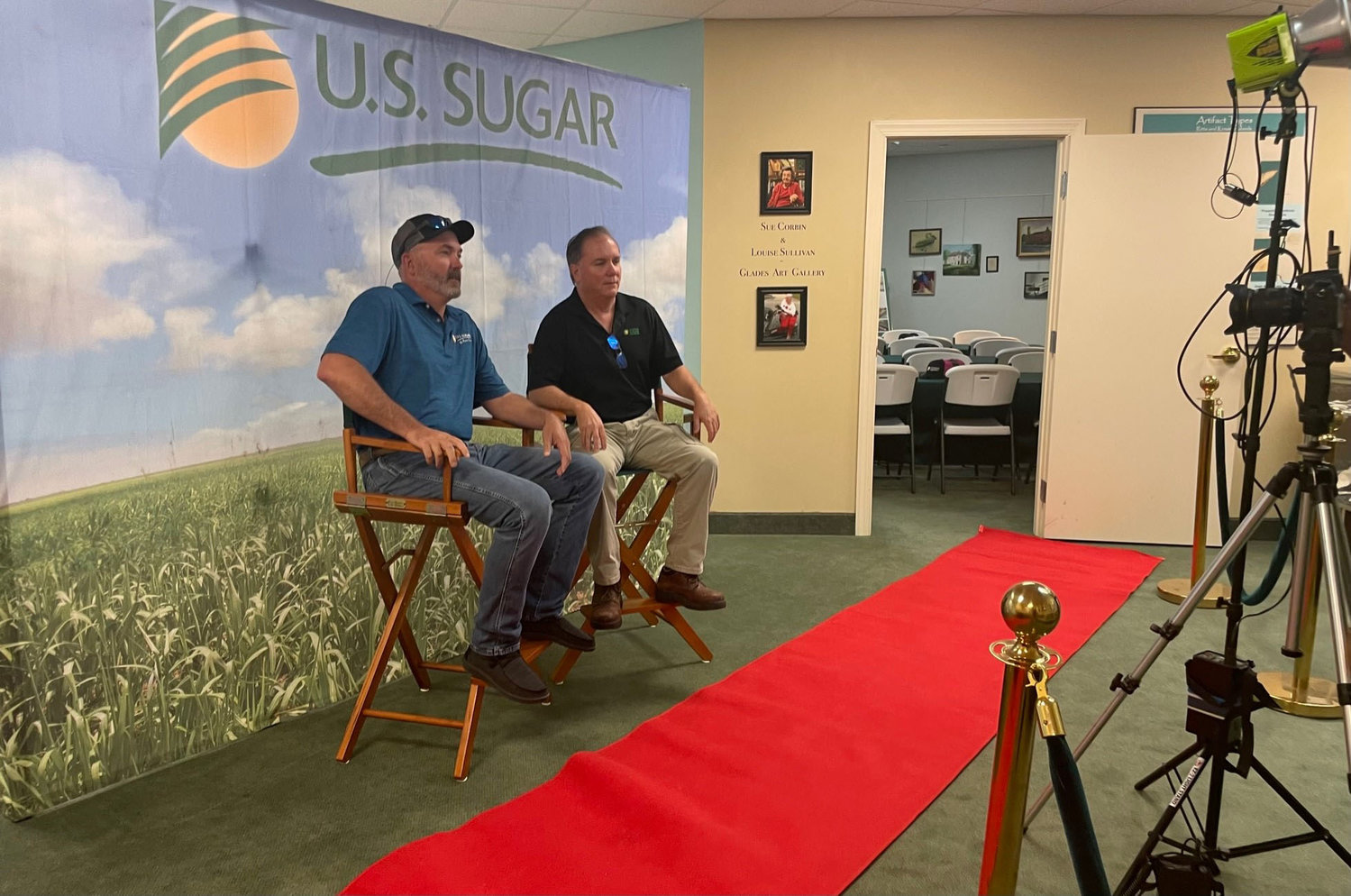 Assistant Refinery Manager of Operations Billy Dyess and Refinery Manager David Pelham are photographed on the red carpet before the How America Works American-made sugar premiere.